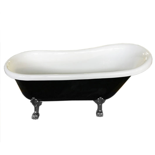 Vasca freestanding Retrò 170 x 80 cm nera con piedini argento – Margherita Black