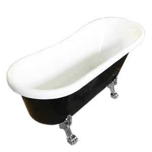 Vasca freestanding Retrò 170 x 80 cm nera con piedini argento – Margherita Black