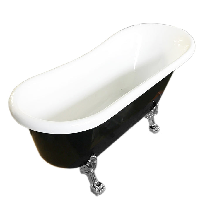 Vasca freestanding Retrò 170 x 80 cm nera con piedini argento – Margherita Black