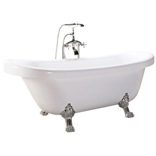 Vasca freestanding vintage 170 x 80 cm con piedi argento con rubinetto - Margherita