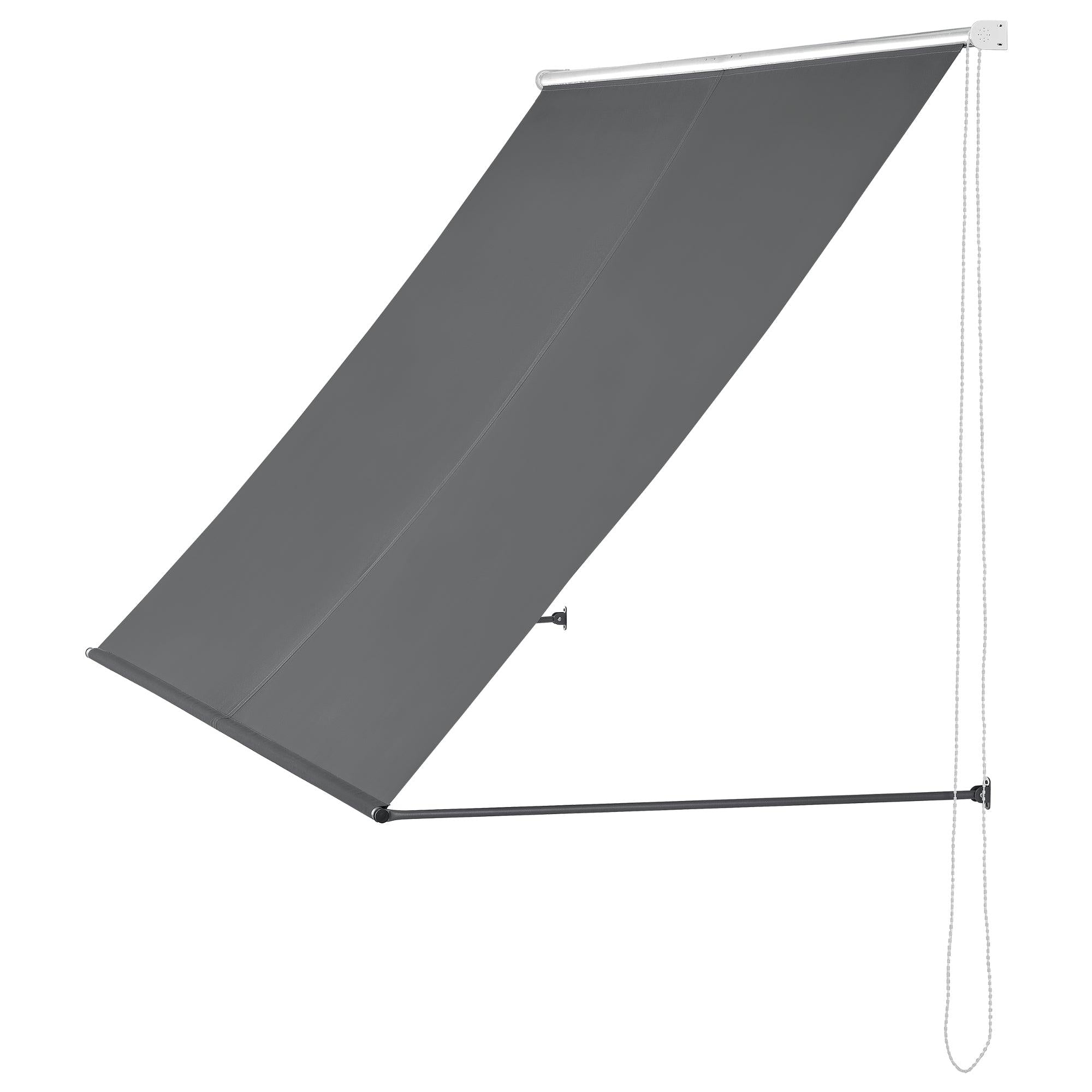 Tenda parasole parasole da fissare a parete struttura in acciaio poliestere a scomparsa 350 x 120 cm grigio 03_0001108