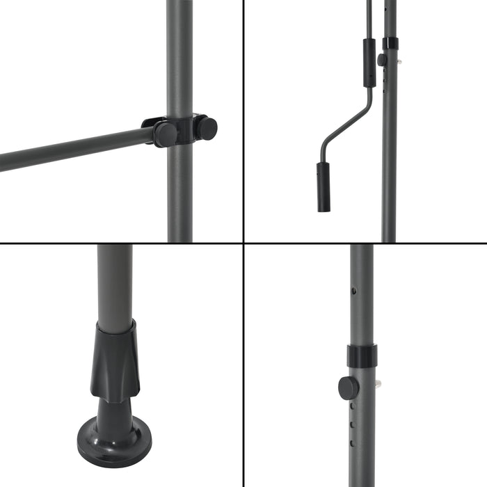 Tenda da Sole a Muro con Pali di Supporto Telescopici Parasole 350 x 120 cm (LxP) Giallo-Bianco pro.tec