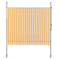 Tenda da Sole a Muro con Pali di Supporto Telescopici Parasole 350 x 120 cm (LxP) Giallo-Bianco pro.tec