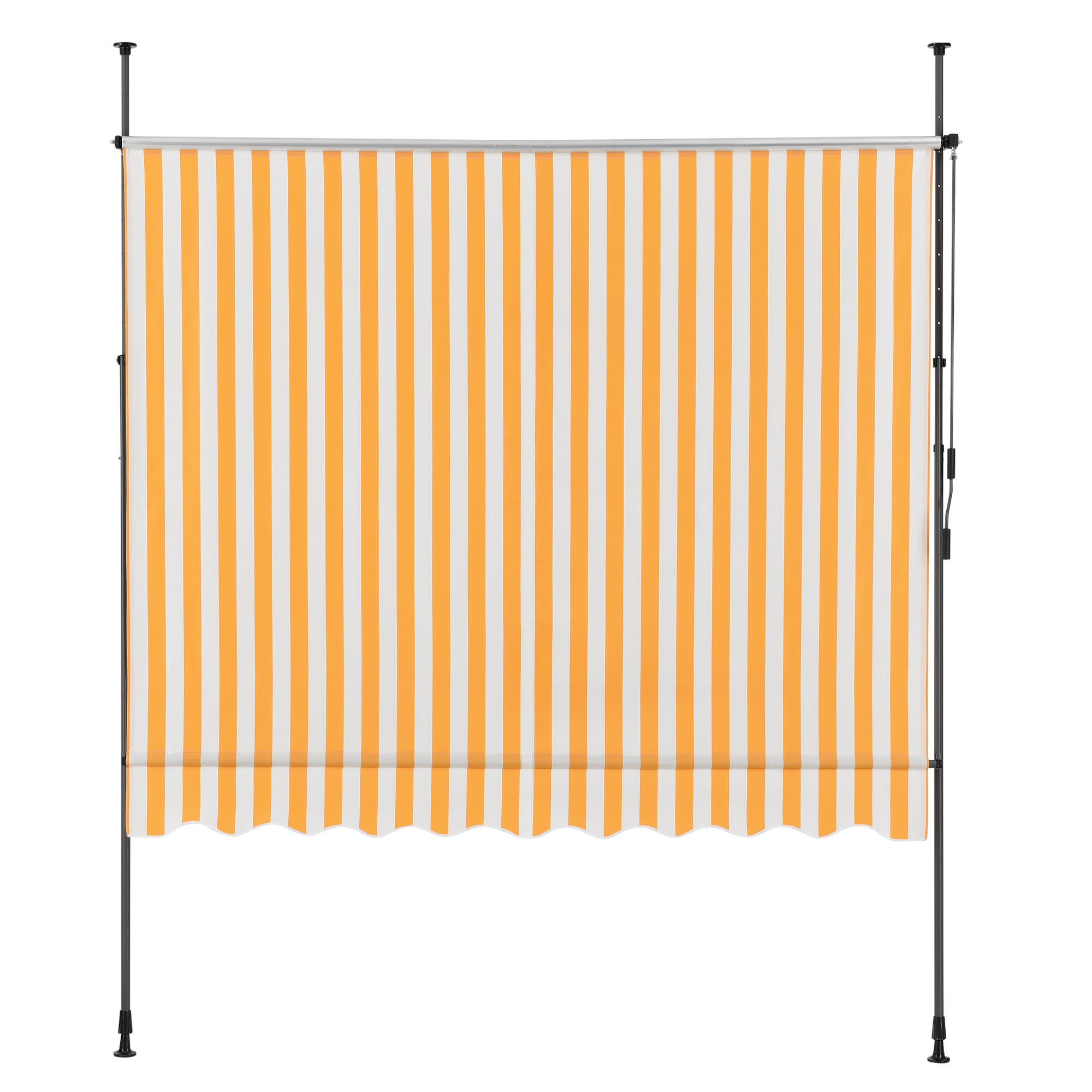 Tenda da Sole a Muro con Pali di Supporto Telescopici Parasole 350 x 120 cm (LxP) Giallo-Bianco pro.tec