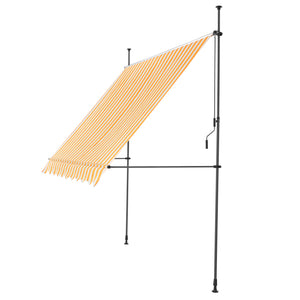 Tenda da Sole a Muro con Pali di Supporto Telescopici Parasole 350 x 120 cm (LxP) Giallo-Bianco pro.tec