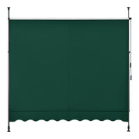 Tenda da Sole a Muro con Pali di Supporto Telescopici Parasole 350 x 120 cm (LxP) Verde Scuro pro.tec