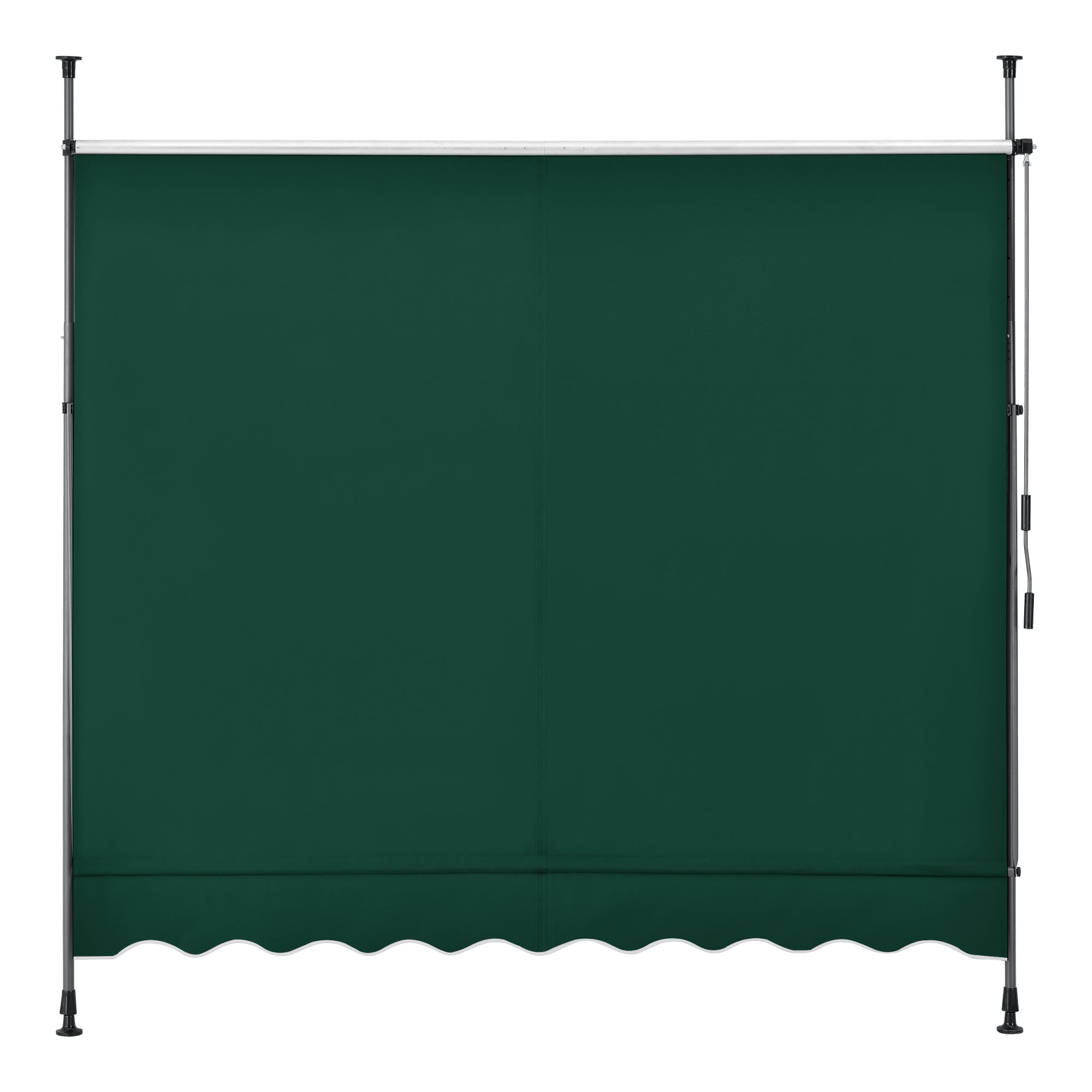 Tenda da Sole a Muro con Pali di Supporto Telescopici Parasole 350 x 120 cm (LxP) Verde Scuro pro.tec