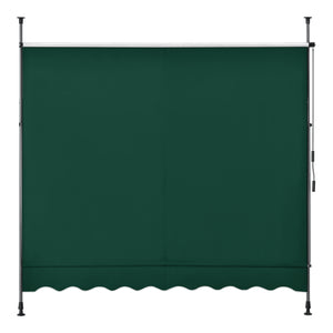 Tenda da Sole a Muro con Pali di Supporto Telescopici Parasole 350 x 120 cm (LxP) Verde Scuro pro.tec