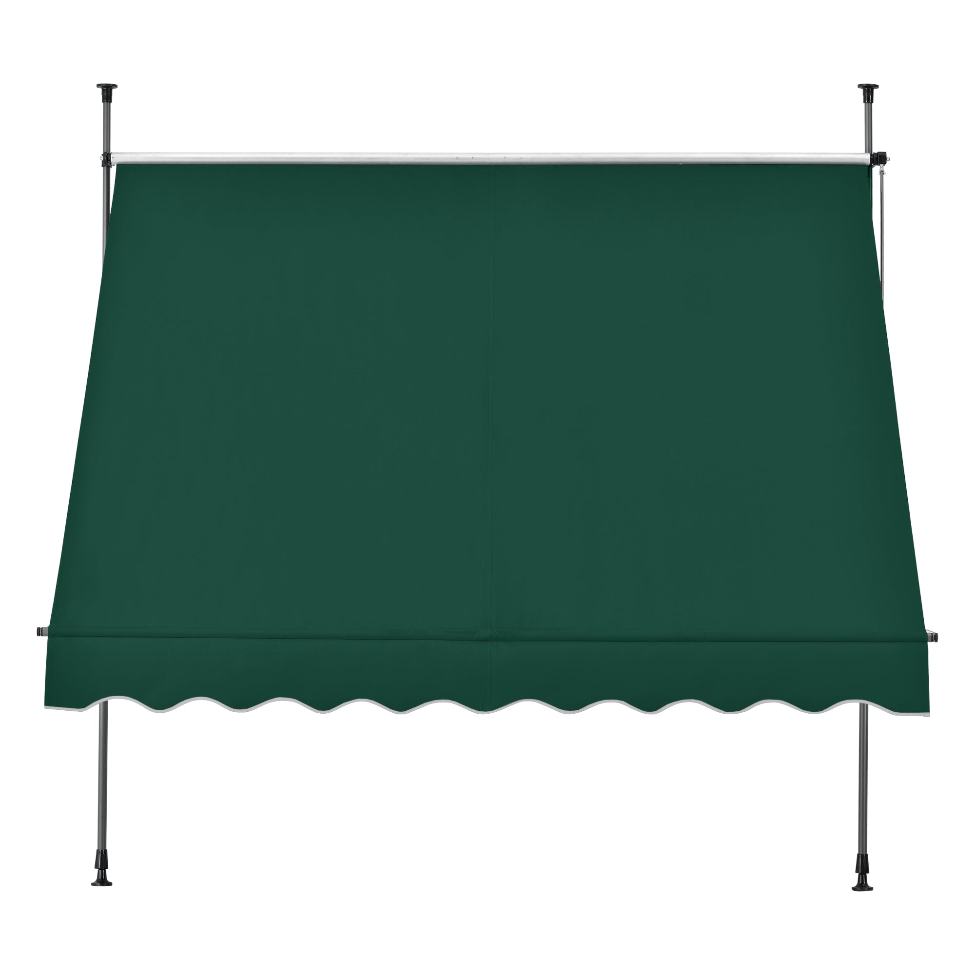 Tenda da Sole a Muro con Pali di Supporto Telescopici Parasole 350 x 120 cm (LxP) Verde Scuro pro.tec