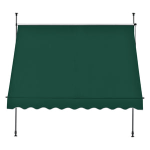 Tenda da Sole a Muro con Pali di Supporto Telescopici Parasole 350 x 120 cm (LxP) Verde Scuro pro.tec