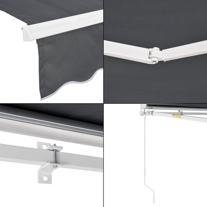 Tenda da Sole a Muro Bitonto con Bracci Estensibili e Manovella 350 x 250 cm (LxP) Grigio Scuro [en.casa]