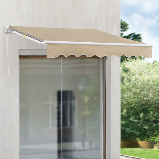 Tenda da Sole a Muro Bitonto con Bracci Estensibili e Manovella 300 x 250 cm (LxP) Beige [en.casa]
