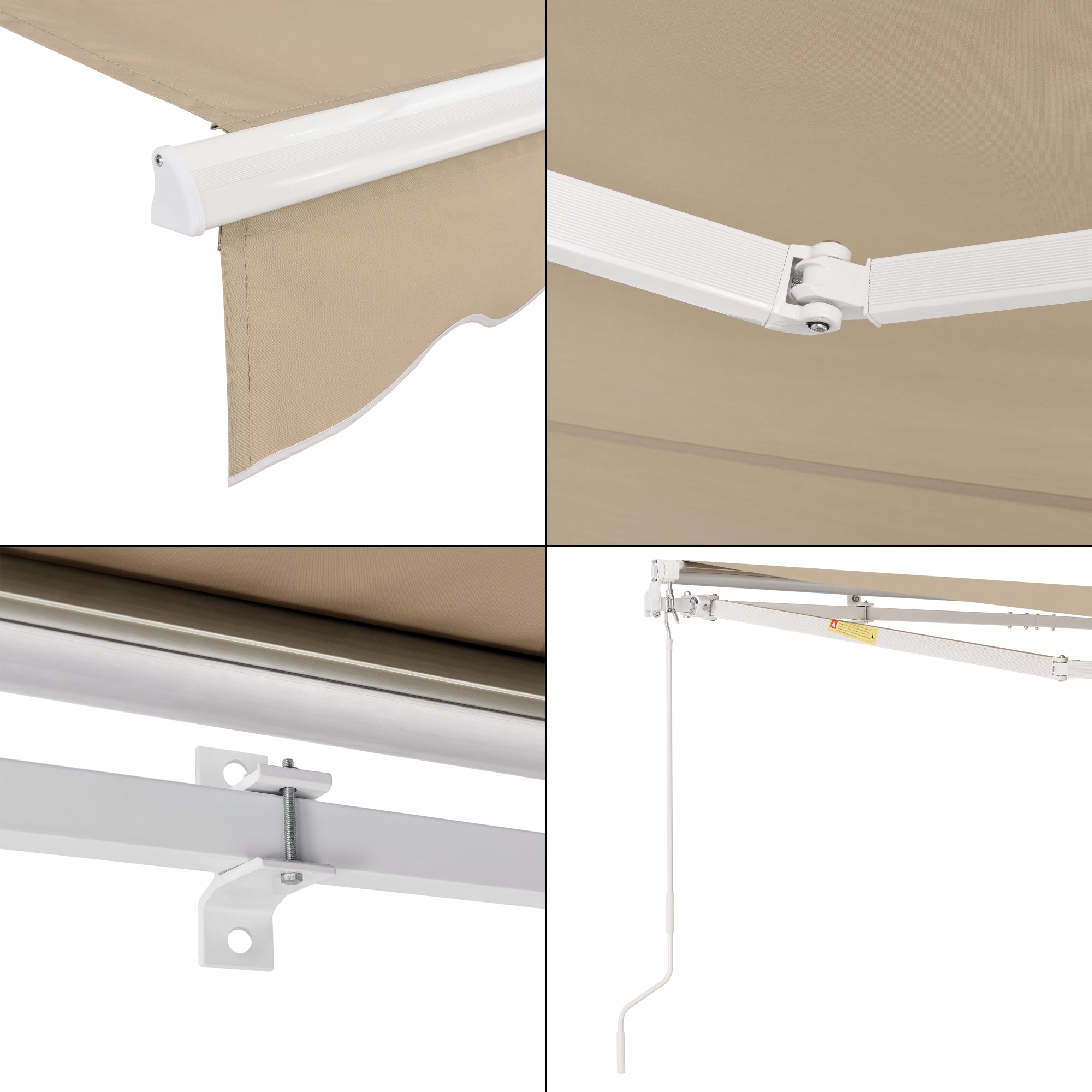 Tenda da Sole a Muro Bitonto con Bracci Estensibili e Manovella 300 x 250 cm (LxP) Beige [en.casa]