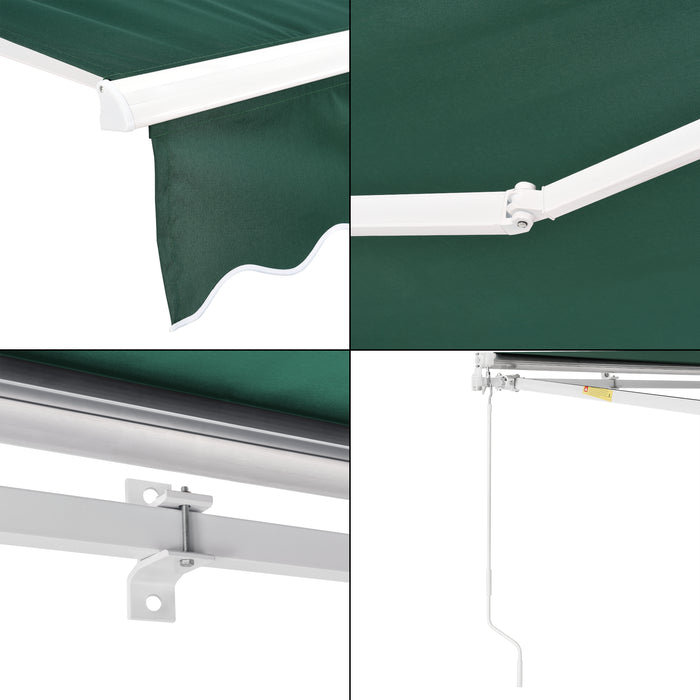 Tenda da Sole a Muro Bitonto con Bracci Estensibili e Manovella 250 x 200 cm (LxP) Verde Scuro [en.casa]