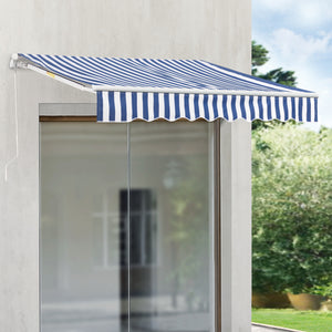 Tenda da Sole a Muro Bitonto con Bracci Estensibili e Manovella 250 x 200 cm (LxP) Blu/Bianco [en.casa]