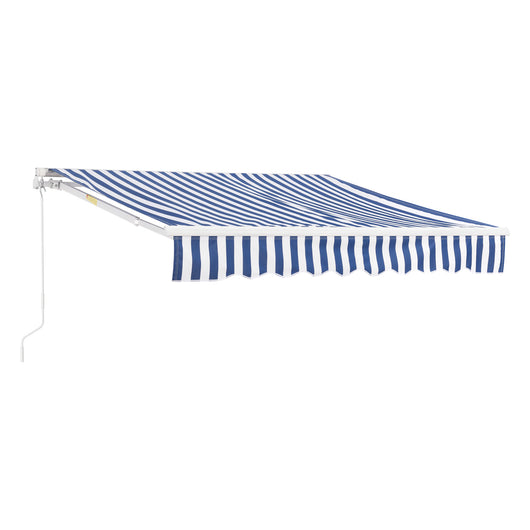 Tenda da Sole a Muro Bitonto con Bracci Estensibili e Manovella 250 x 200 cm (LxP) Blu/Bianco [en.casa]