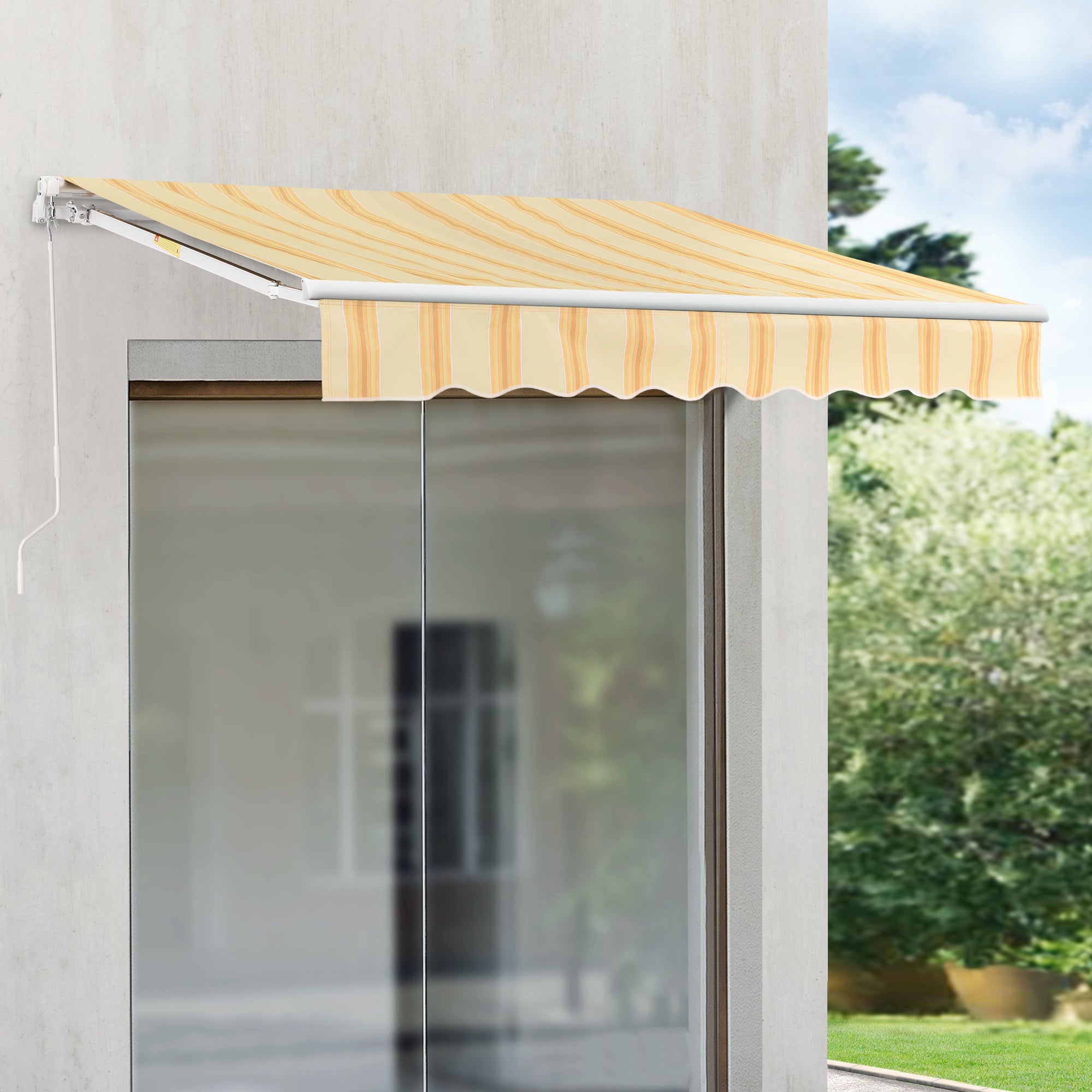 Tenda da Sole a Muro Bitonto con Bracci Estensibili e Manovella 350 x 250 cm (LxP) Giallo/Bianco [en.casa]