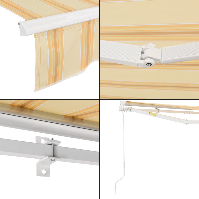 Tenda da Sole a Muro Bitonto con Bracci Estensibili e Manovella 350 x 250 cm (LxP) Giallo/Bianco [en.casa]