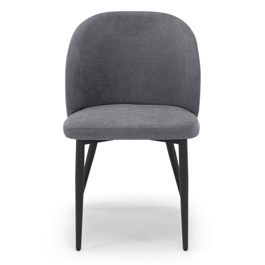 Sedia imbottita MADE IN ITALY MARTE per cucina, sala da pranzo e soggiorno, gambe coniche in metallo, schienale a e seduta rivestiti con tessuto idrorepellente, colore Grigio