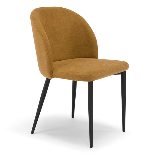 Set 4 sedie imbottite MADE IN ITALY MARTE per cucina, sala da pranzo e soggiorno, gambe coniche in metallo, schienale a e seduta rivestiti con tessuto idrorepellente, colore Mango