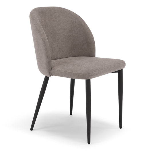 Sedia imbottita MADE IN ITALY MARTE per cucina, sala da pranzo e soggiorno, gambe coniche in metallo, schienale a e seduta rivestiti con tessuto idrorepellente, colore Tortora