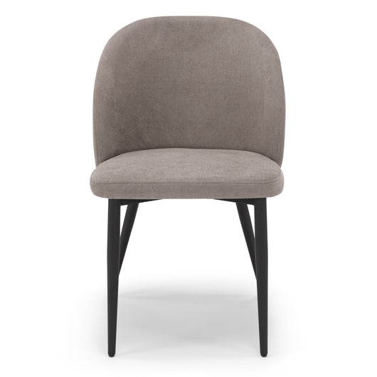 Sedia imbottita MADE IN ITALY MARTE per cucina, sala da pranzo e soggiorno, gambe coniche in metallo, schienale a e seduta rivestiti con tessuto idrorepellente, colore Tortora