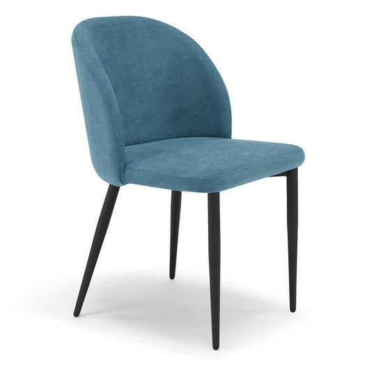 Set 4 sedie imbottite MARTE per interni, design moderno, scocca a poltroncina, gambe dalla forma conica in metallo, ideale per sala da pranzo, cucina, soggiorno, colore Turchese