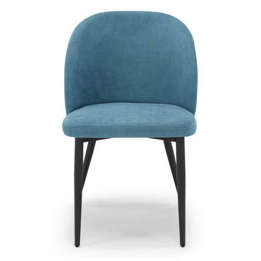 Sedia imbottita MADE IN ITALY MARTE per cucina, sala da pranzo e soggiorno, gambe coniche in metallo, schienale a e seduta rivestiti con tessuto idrorepellente, colore Turchese