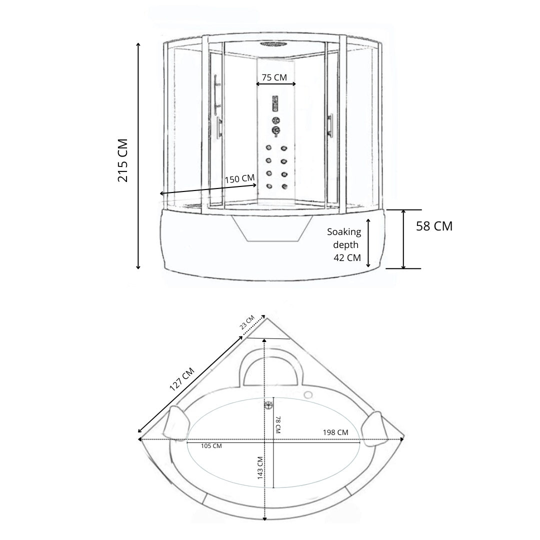 Vasca Doccia Idromassaggio 150 x 150 cm – Martha