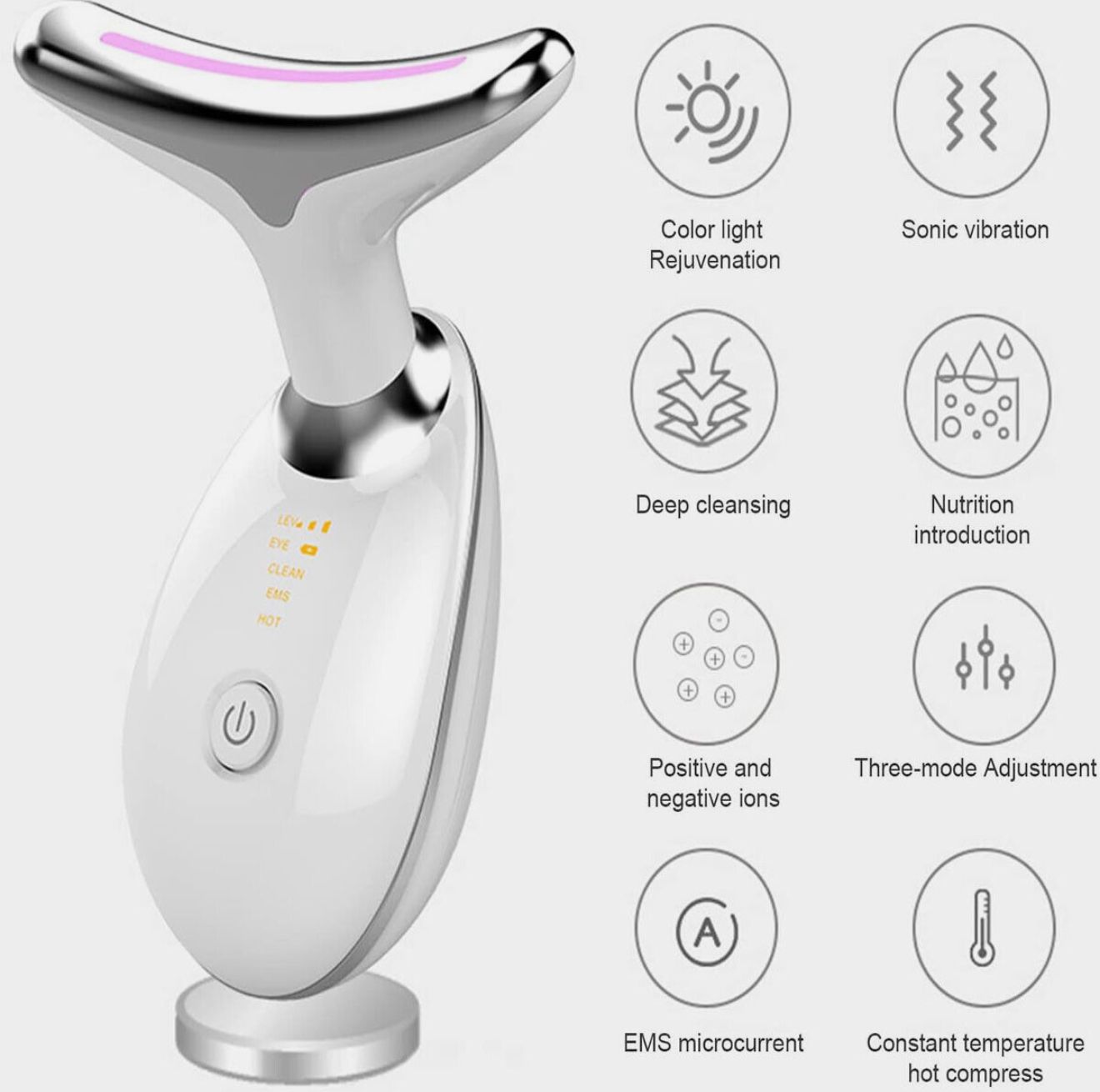 Massaggiatore Viso Antirughe Lifting Tonificante Collo Doppio Mento Ricaricabile