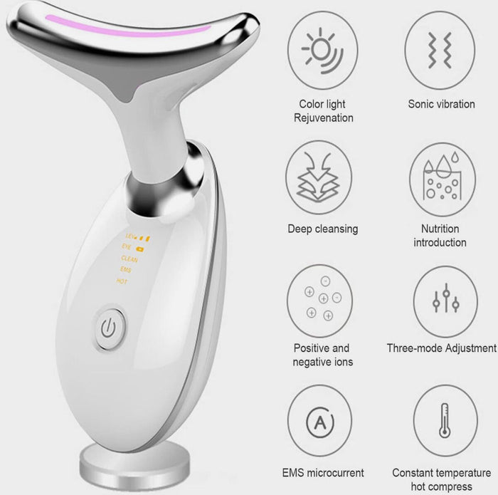 Massaggiatore Viso Antirughe Lifting Tonificante Collo Doppio Mento Ricaricabile