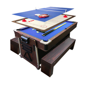 Tavolo da biliardo 7 piedi blu Multi-gioco Air Hockey +Ping pong – Mattew con panche