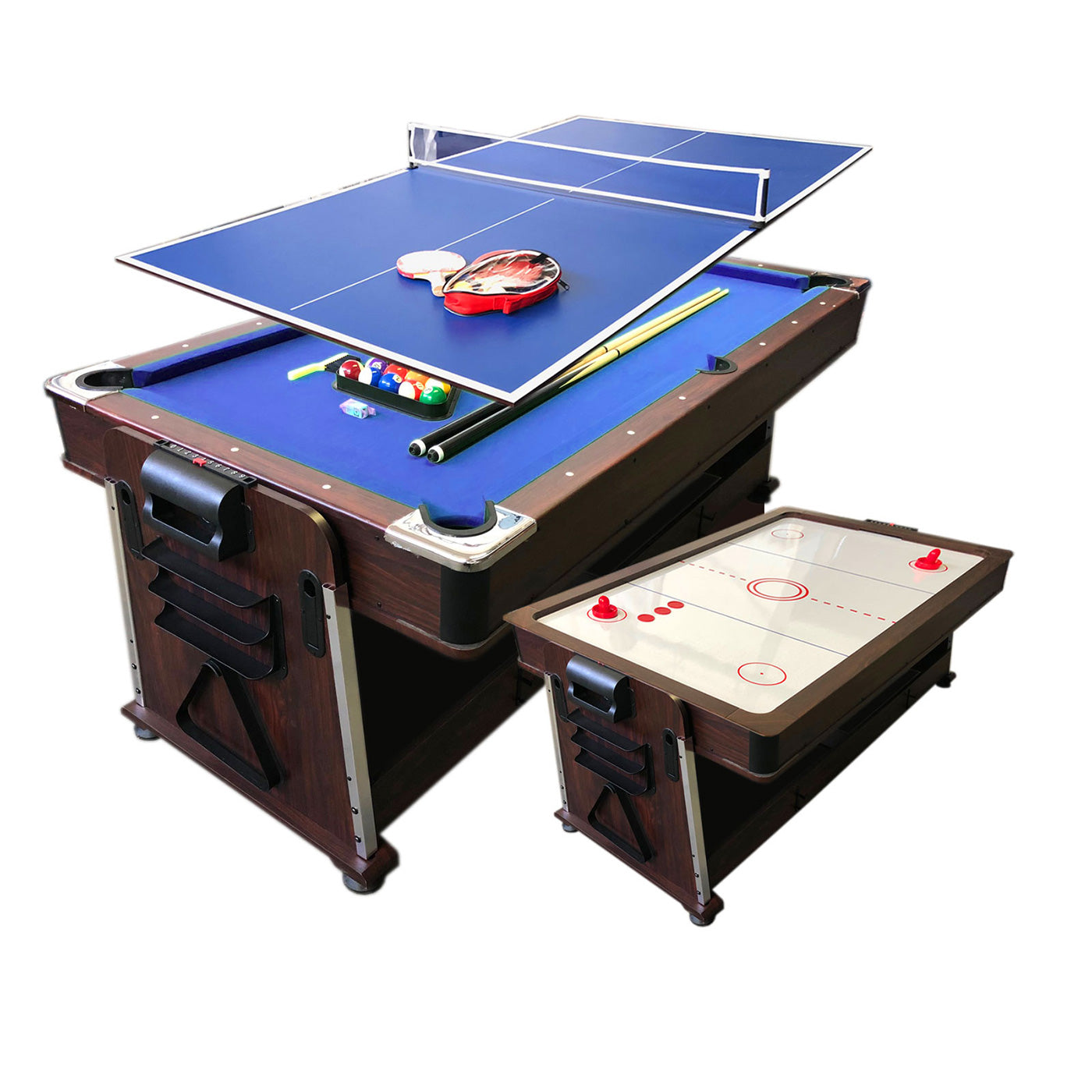Tavolo da biliardo 7 piedi Multi-gioco blu Air Hockey + Ping pong – Mattew