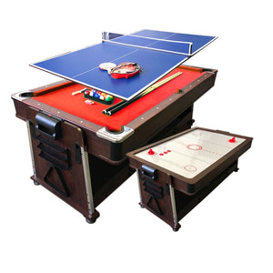 Tavolo da biliardo 7 piedi Multi-gioco rosso Air Hockey + Ping pong – Mattew