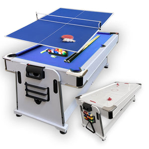 Tavolo da biliardo 7 piedi Multi-gioco blu Air Hockey + Ping pong - Mattew White