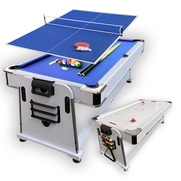 Tavolo da biliardo 7 piedi Multi-gioco blu Air Hockey + Ping pong - Mattew White