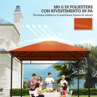Tetto Di Ricambio 3x3m Arancione per Gazebo da Giardino in Poliestere con Fori di Ventilazione