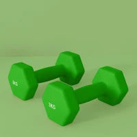 Set 2 Manubri 3 kg Esagonali e Antiscivolo per Casa e Palestra, in Metallo e Plastica, 18x8x8 cm, Verde