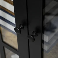 Credenza Moderna a 2 Ante in Vetro e legno, 60x35x120cm, Marrone