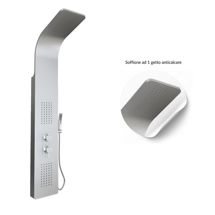 Colonna doccia 3 funzioni acciaio inox 2 bocchette idro lombari l20xp44xh140 001b *** finitura- spazzolato, confezione 1