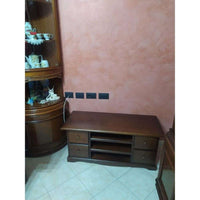 Mobile Porta TV 4 cassetti 3 ripiani arte povera in legno massello e mdf con rifinitura in noce 117X49X53 H