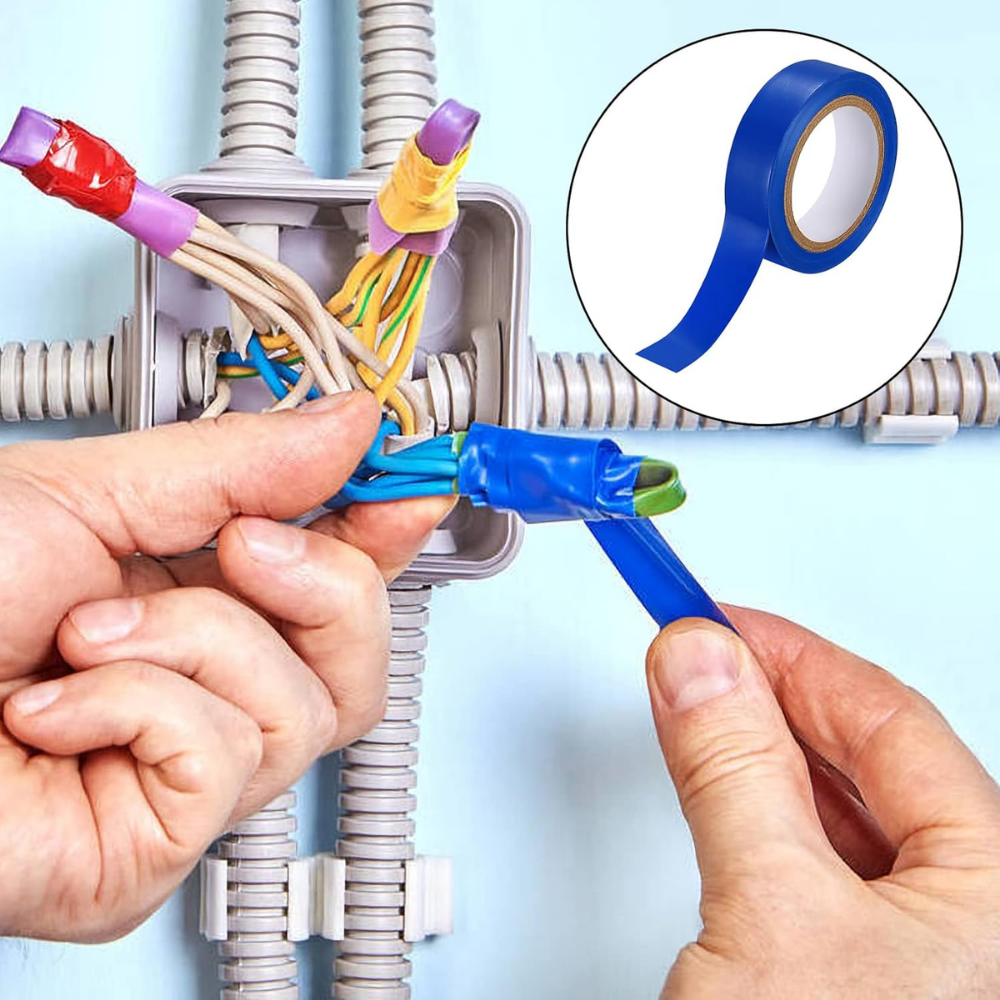 Nastro isolante in pvc autoestinguente raytech per impianti elettrici e cablaggi *** colore blu, dimensioni 19 mm x 2...