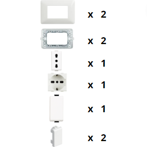 Kit base punto presa bivalente schuko punto luce bticino matix bianco pezzi 9