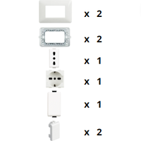 Kit base punto presa bivalente schuko punto luce bticino matix bianco pezzi 9