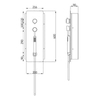 Wall kit a parete da incasso a muro acciaio inox + soffione doccia a parete acciaio inox punta tonda con cascata