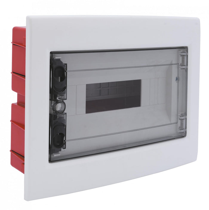 centralino da incasso 12 moduli con portello fumé e telaio estraibile, bianco, 330x255x80 mm, ideale per installazioni elettriche domestiche e professionali