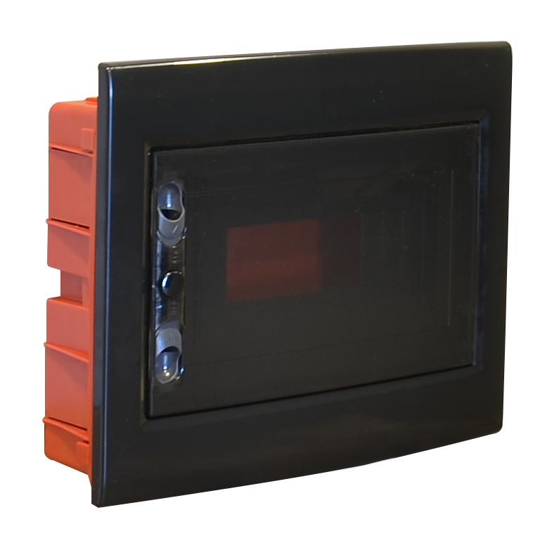 centralino da incasso 12 moduli con portello fumé e telaio estraibile, nero, 330x255x80 mm, ideale per installazioni elettriche moderne e professionali