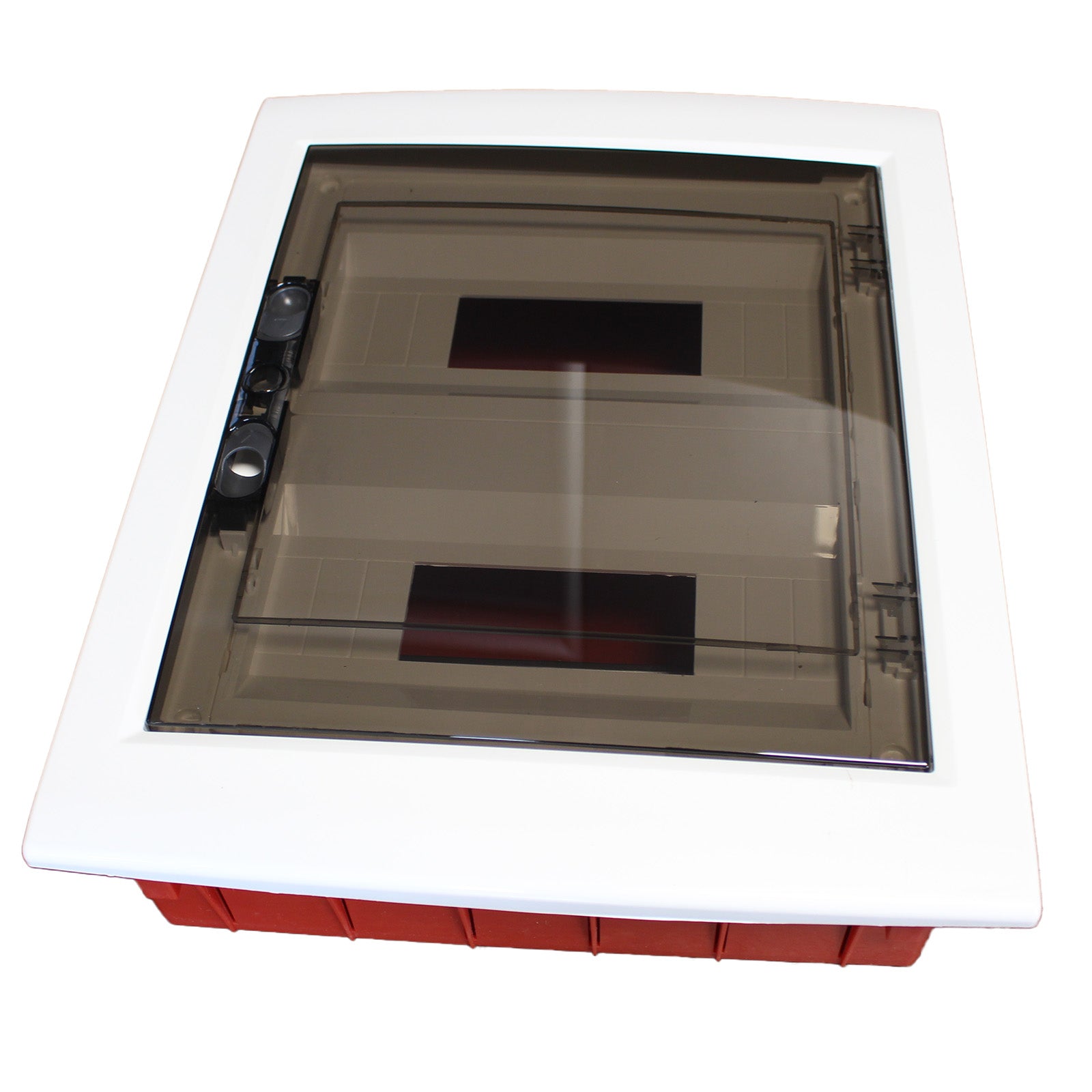 centralino da incasso 24 moduli con portello fumé e telaio estraibile, bianco, 330x420x80 mm, ideale per installazioni elettriche domestiche e professionali