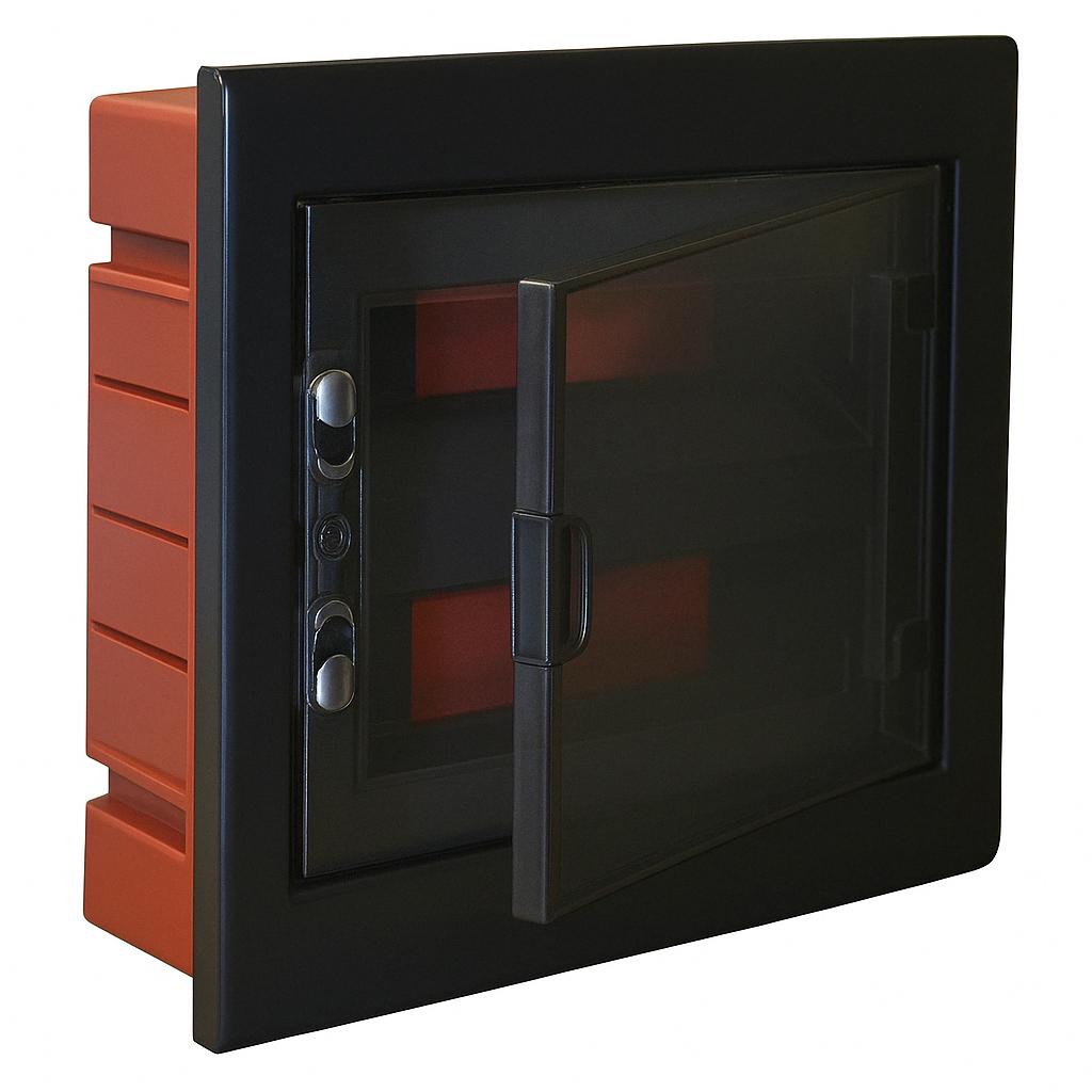 A2ZWORLD centralino da incasso 24 moduli con portello fumé e telaio estraibile, nero, 330x420x80 mm, ideale per installazioni elettriche moderne e professionali