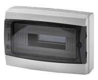 A2ZWORLD centralino da parete 12 moduli con portello fumé, grigio RAL 7035, 280x220x100 mm, IP65, ideale per installazioni elettriche interne ed esterne